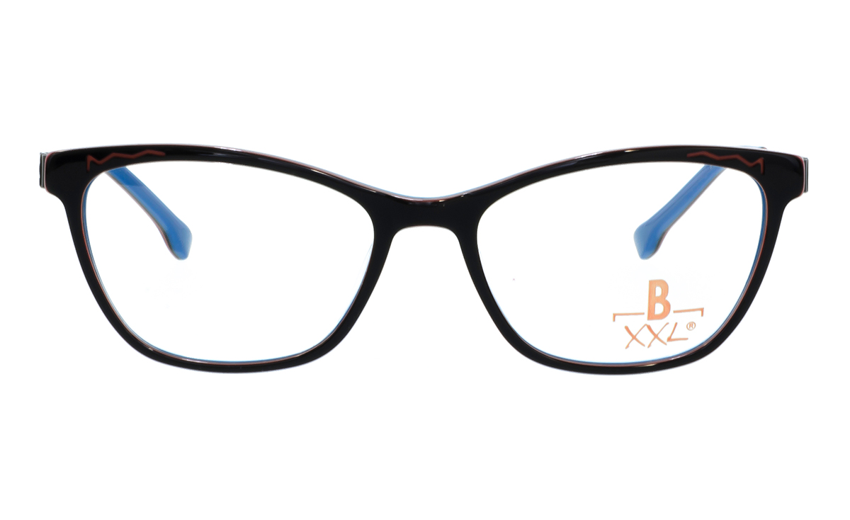 Brille XXL XXL1035 schwarz glänzend mit Zierfräsung orange glänzend | Brillenmann
