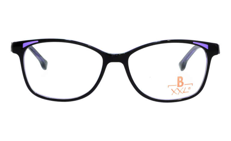 Brille XXL XXL1037 schwarz glänzend mit Zierfräsung lila glänzend | Brillenmann