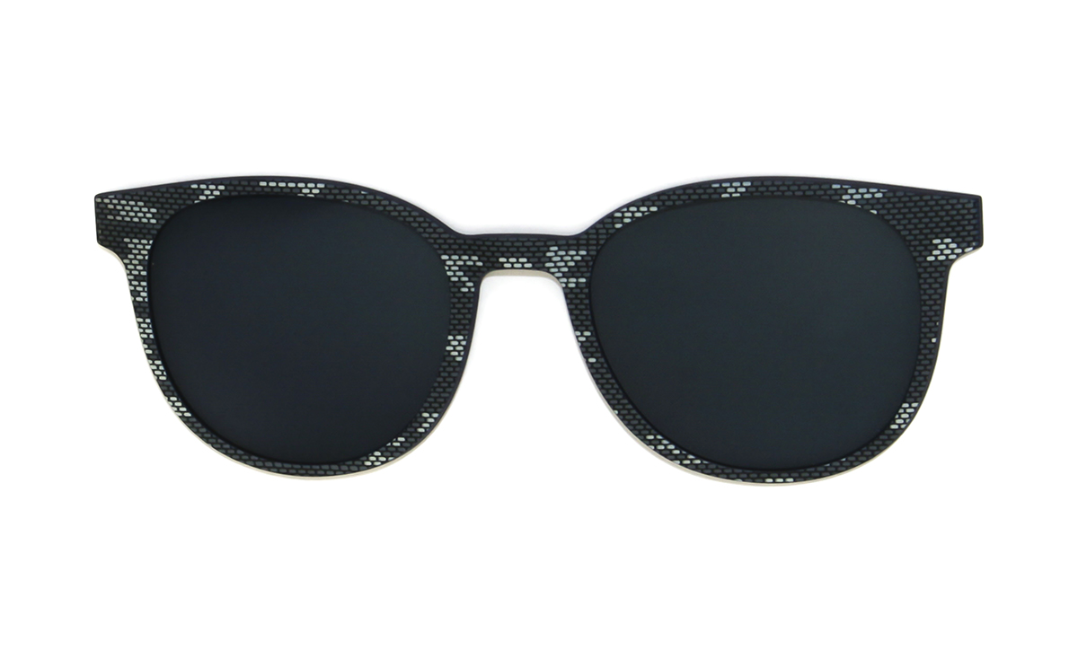 Brille P·A·S·S P613 Sonnenclip blau gemustert